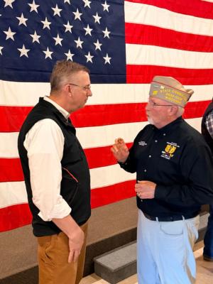 2025-26 State Commander Letto speaks with Secretary of Veterans Affairs, Doug Collins